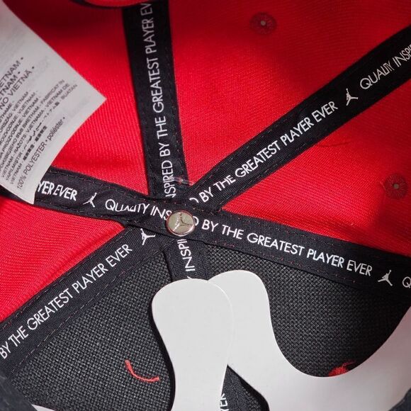 Air Jordan 1 2 3 4 5 6 11 12 13 OG Retro Bred Bulls Playoffs Snapback Hat Red - Picture 9 of 12